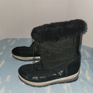 Women's Black Faux-Fur Winter Ankle Boots